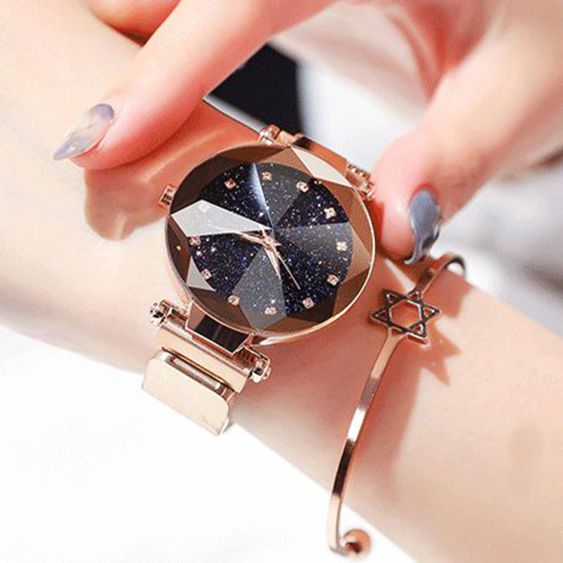 Ladies Magnetic Starry Sky Clock Luxury Women Watches Fashion Diamond Female Quartz Wristwatches