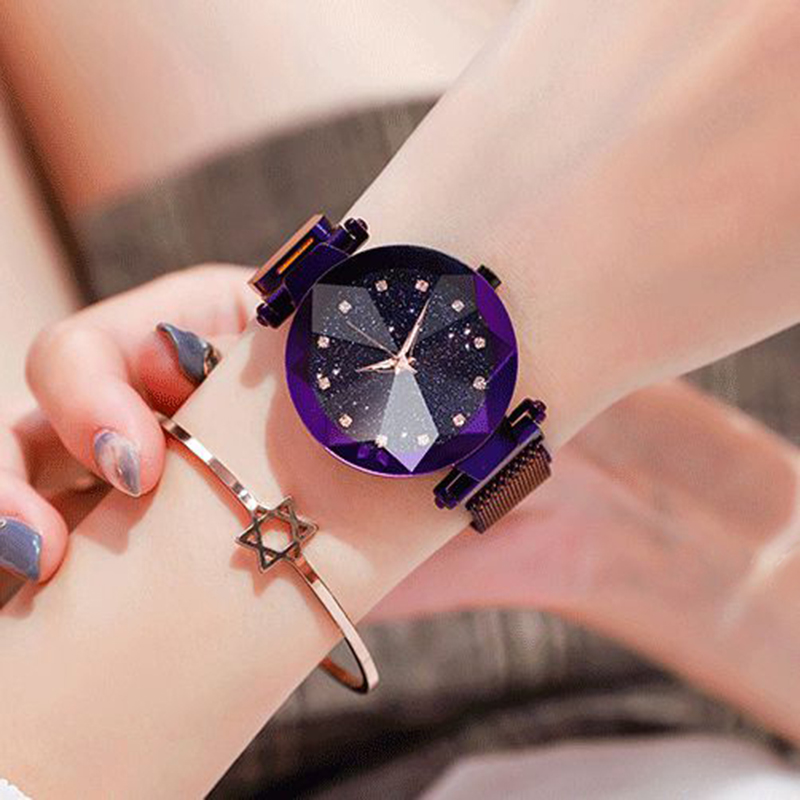 Ladies Magnetic Starry Sky Clock Luxury Women Watches Fashion Diamond Female Quartz Wristwatches