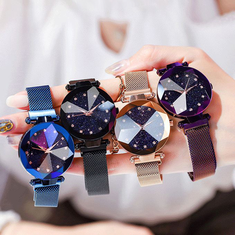 Ladies Magnetic Starry Sky Clock Luxury Women Watches Fashion Diamond Female Quartz Wristwatches