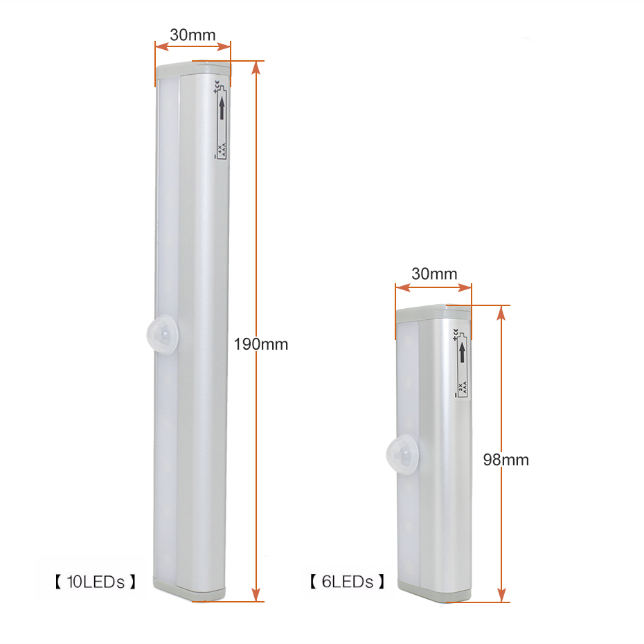 6/10 LEDs PIR LED Motion Sensor Light Cupboard Wardrobe Bed Lamp LED Under Cabinet Night Light