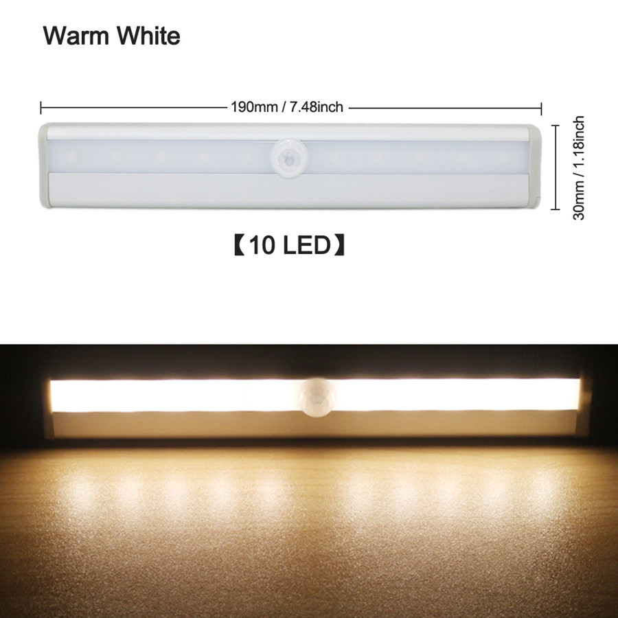 6/10 LEDs PIR LED Motion Sensor Light Cupboard Wardrobe Bed Lamp LED Under Cabinet Night Light