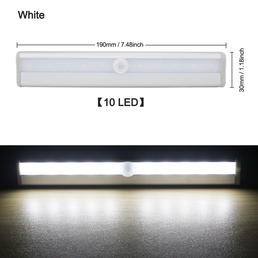 6/10 LEDs PIR LED Motion Sensor Light Cupboard Wardrobe Bed Lamp LED Under Cabinet Night Light