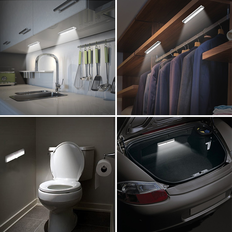 6/10 LEDs PIR LED Motion Sensor Light Cupboard Wardrobe Bed Lamp LED Under Cabinet Night Light