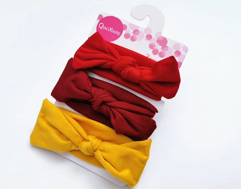 3pcs/set Baby Headband Girls Hair Accessories Cotton Rabbit Ear Turban Bow Elastic Hairband Princess