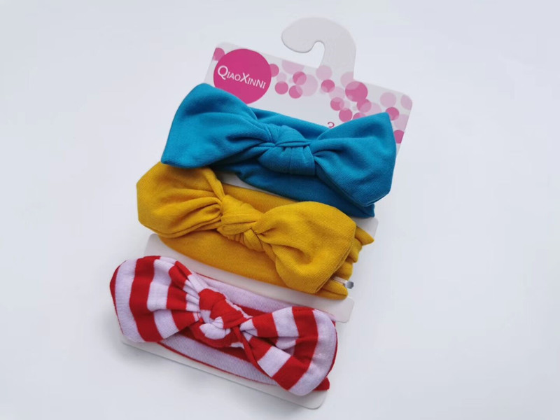 3pcs/set Baby Headband Girls Hair Accessories Cotton Rabbit Ear Turban Bow Elastic Hairband Princess