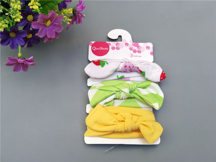 3pcs/set Baby Headband Girls Hair Accessories Cotton Rabbit Ear Turban Bow Elastic Hairband Princess