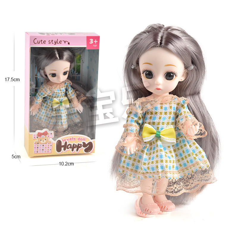 6-inch 13-joint Molly girl doll 17cm interchangeable fashion clothing Big eyes and long hair Barbie Doll Princess set Baby toys Holiday Gift Made in China Safe non-toxic vinyl material  Kenya hot sale