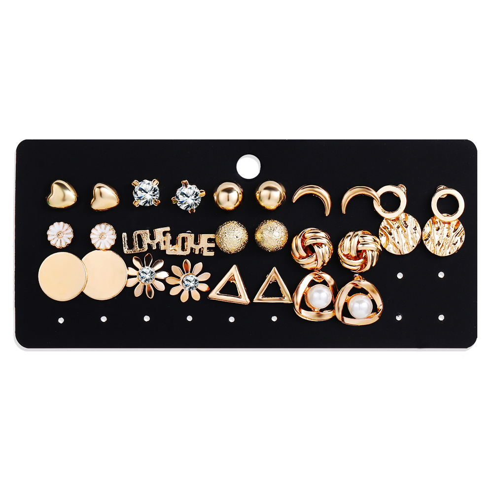 Valentine gifts 14Pcs/set 2021 New Women&apos;s Earrings Pearl Earrings For Women Kenya Fashion Jewelry 2023 Kenya hot selling British and American noble temperament girl gifts Gold as pictureGold,as picture