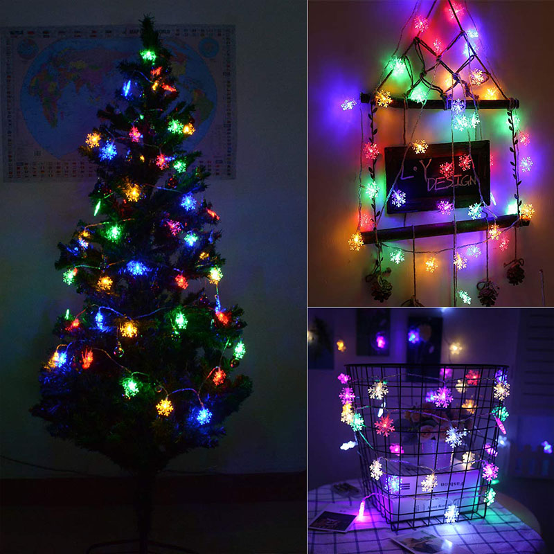 Snowflake String Lights Christmas Tree Fairy Garlands Curtain light Outdoor for Xmas Party decor