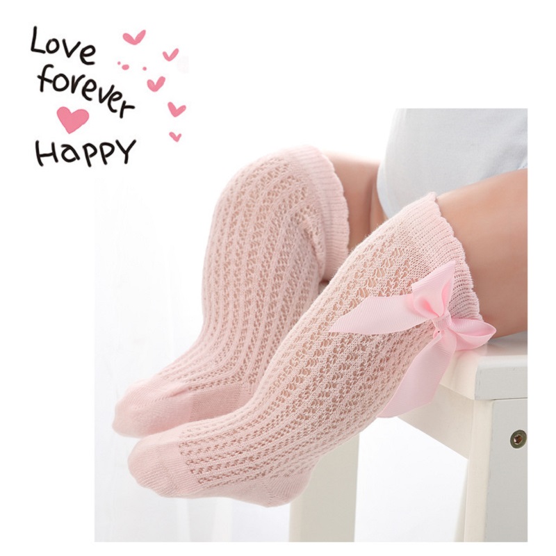 Socks Bow Mesh Newborn Baby Girls Kids for Christmas Non-slip Terry Cotton Princess Knee High Long