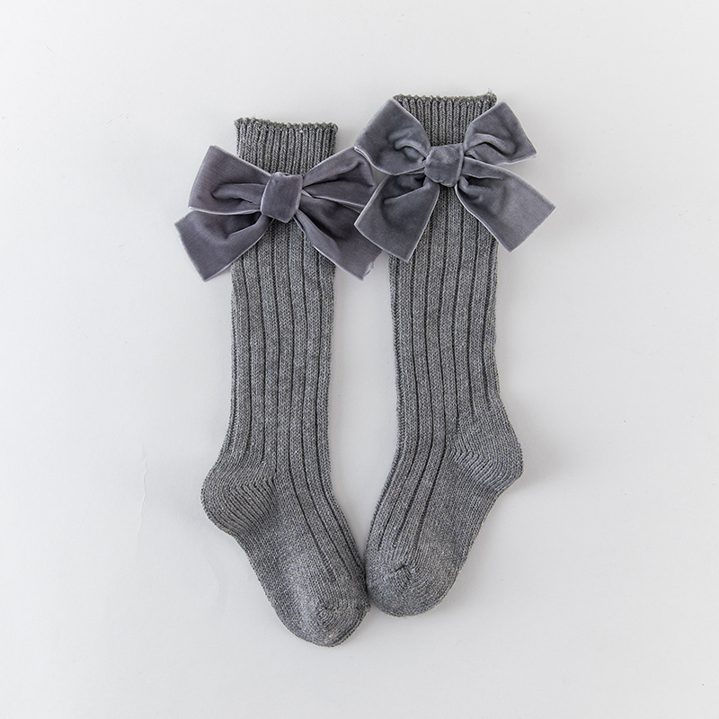 Socks Bow Mesh Newborn Baby Girls Kids for Christmas Non-slip Terry Cotton Princess Knee High Long