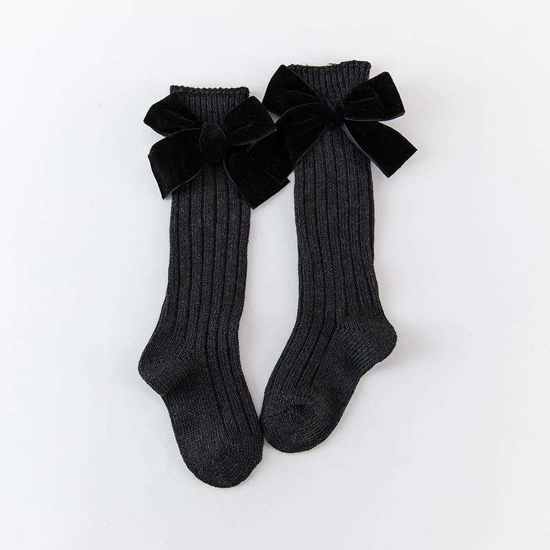 Socks Bow Mesh Newborn Baby Girls Kids for Christmas Non-slip Terry Cotton Princess Knee High Long