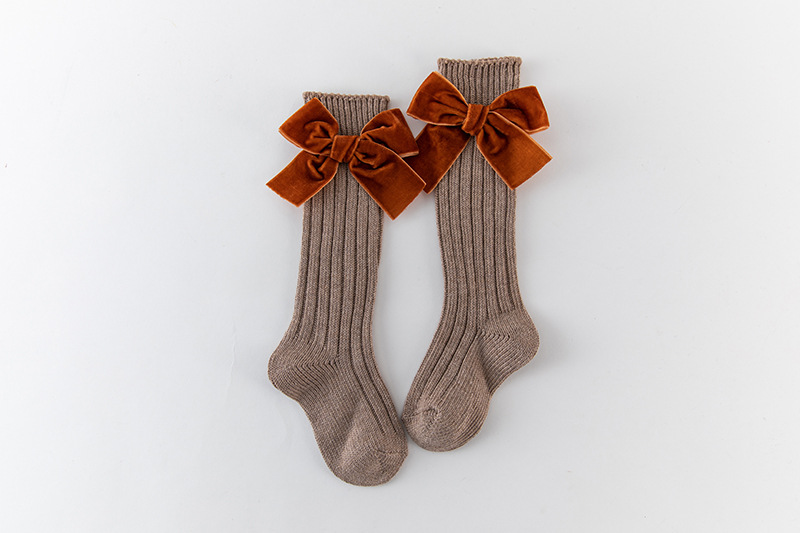 Socks Bow Mesh Newborn Baby Girls Kids for Christmas Non-slip Terry Cotton Princess Knee High Long