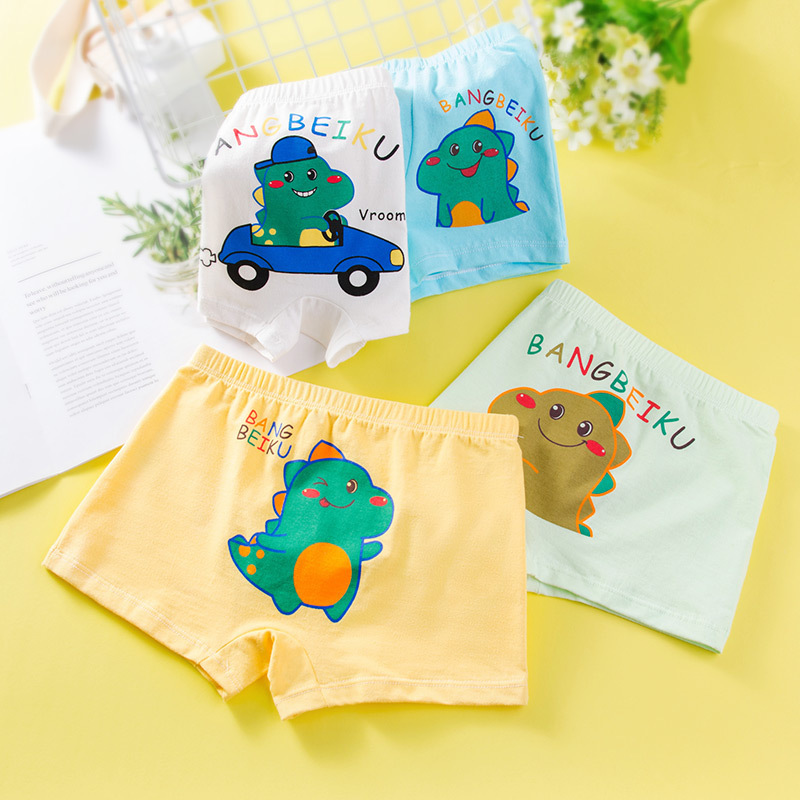 4 Pcs/pack Children Cotton Underwear Baby Girl&amp;Boy Cartoon Printed Boxer Briefs Panties