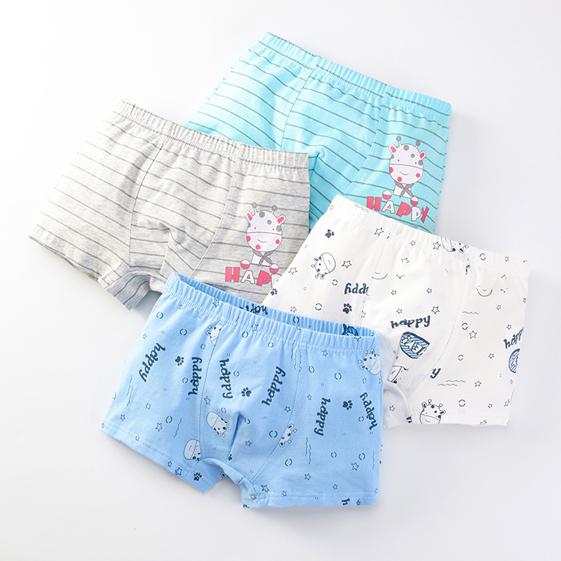 4 Pcs/pack Children Cotton Underwear Baby Girl&amp;Boy Cartoon Printed Boxer Briefs Panties