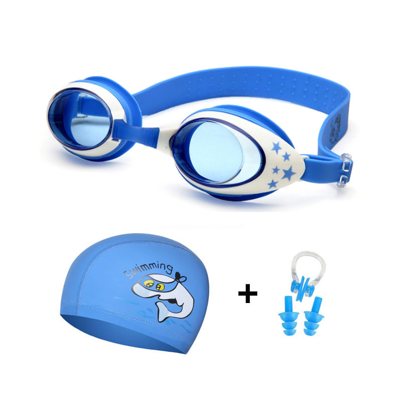 4Pcs/set Children&apos;S Swimming Goggles Cartoon Swimming Goggles Cap Nose Clip With Earplugs