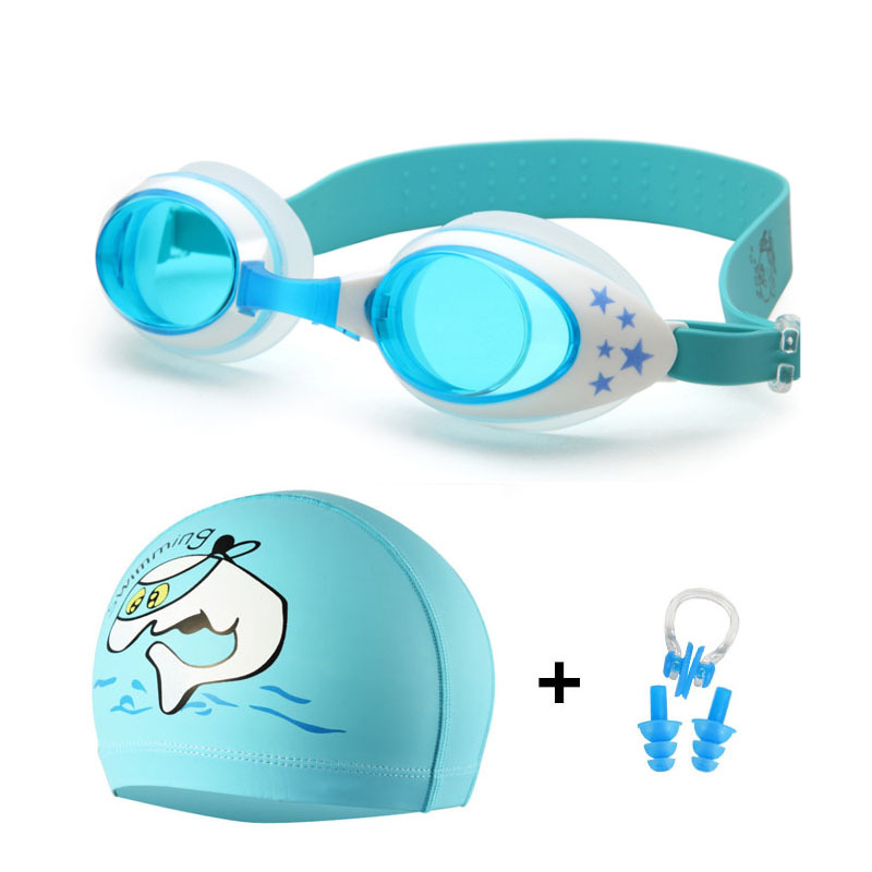 4Pcs/set Children&apos;S Swimming Goggles Cartoon Swimming Goggles Cap Nose Clip With Earplugs