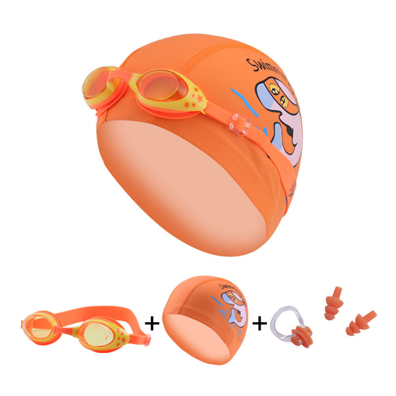 4Pcs/set Children&apos;S Swimming Goggles Cartoon Swimming Goggles Cap Nose Clip With Earplugs