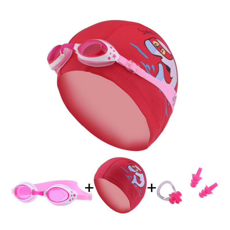 4Pcs/set Children&apos;S Swimming Goggles Cartoon Swimming Goggles Cap Nose Clip With Earplugs
