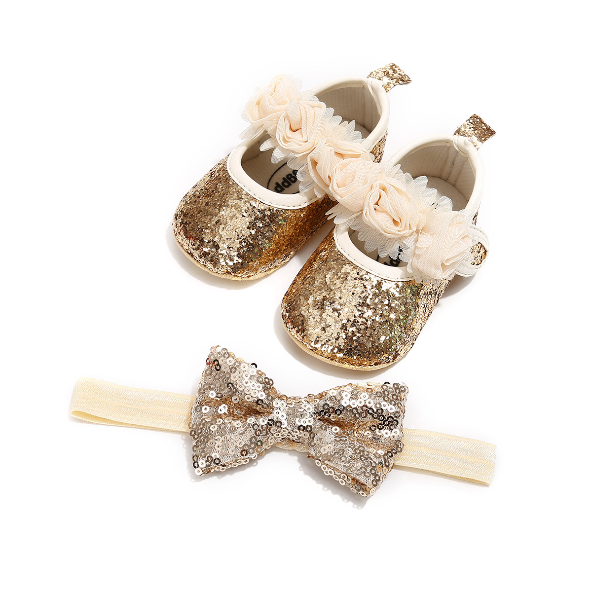 Sequins baby princess shoes baby matching suit spring &amp; summer princess shoes tiara headband