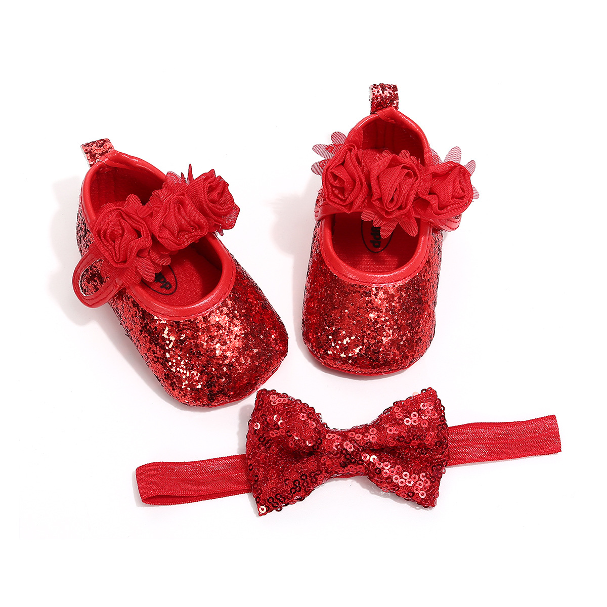 Sequins baby princess shoes baby matching suit spring &amp; summer princess shoes tiara headband