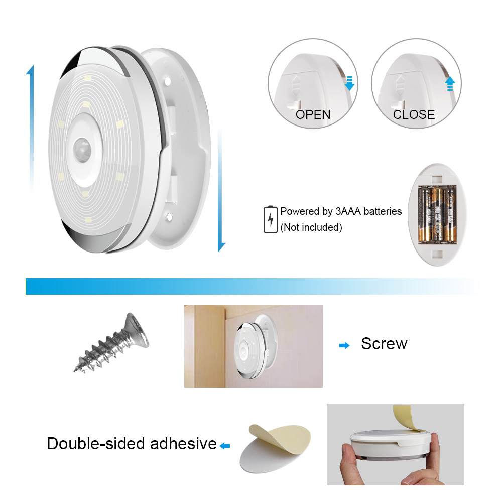 3Pcs/Set LED Light Pir Motion Sensor Night Lamp White Under Cabinet Wardrobe Kitchen Stairs Lighting Smart home electronics Creative desk lamp novel induction night light Kenya hot sales