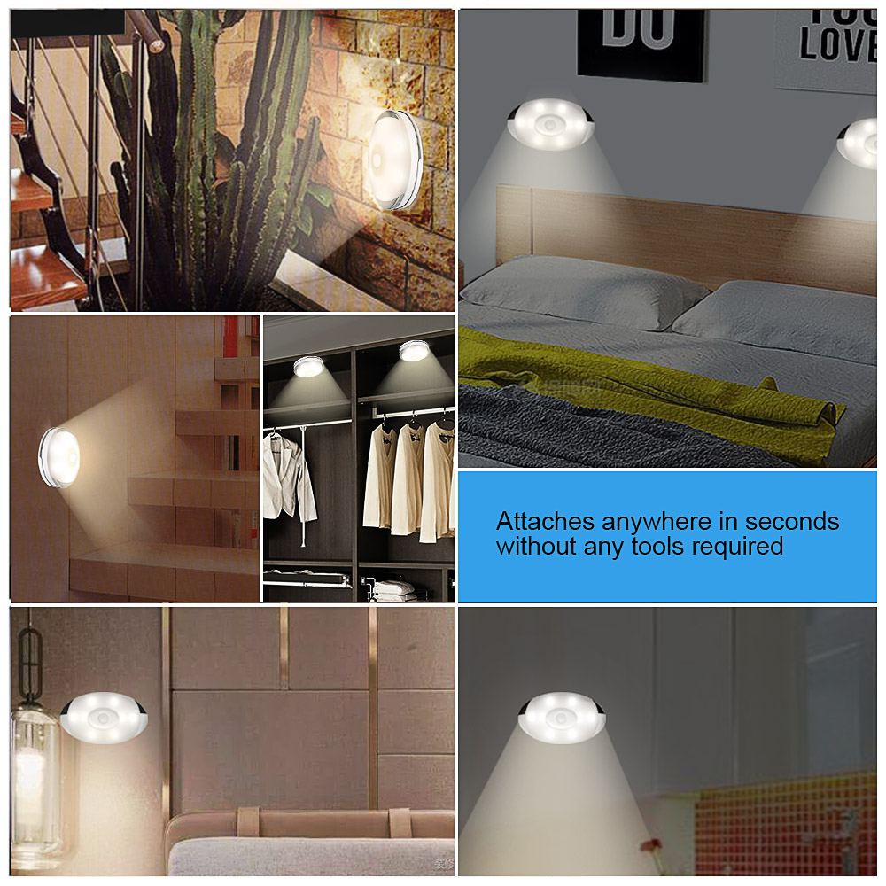 3Pcs/Set LED Light Pir Motion Sensor Night Lamp White Under Cabinet Wardrobe Kitchen Stairs Lighting Smart home electronics Creative desk lamp novel induction night light Kenya hot sales