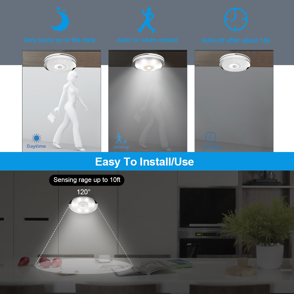 3Pcs/Set LED Light Pir Motion Sensor Night Lamp White Under Cabinet Wardrobe Kitchen Stairs Lighting Smart home electronics Creative desk lamp novel induction night light Kenya hot sales