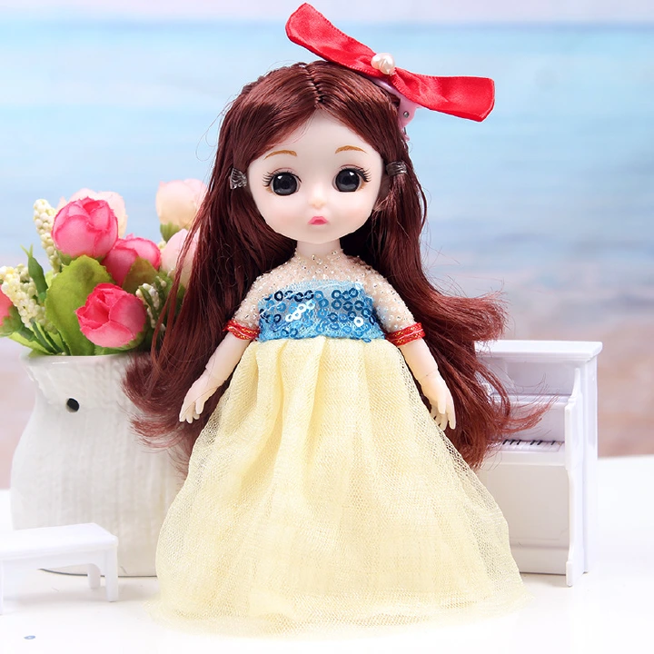 6-inch 13-joint Molly girl doll 17cm interchangeable fashion clothing Big eyes and long hair Barbie Doll Princess set Baby toys Holiday Gift Made in China Safe non-toxic vinyl material  Kenya hot sale