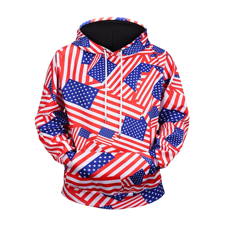 Men Blue Skull Printed Hoodies Loose and Comfortable Coats with Pockets B1570