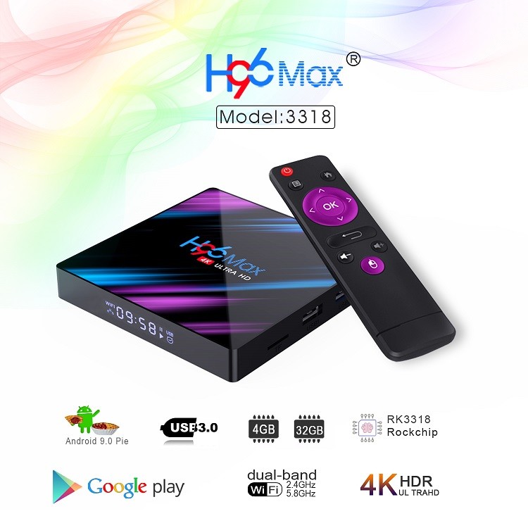 Android Smart Tv box h96 max RK3318 4K HD 4GB + 32GB h96max Network Player Android 9.0 iptv box player  iptv set top box media player TV receiver