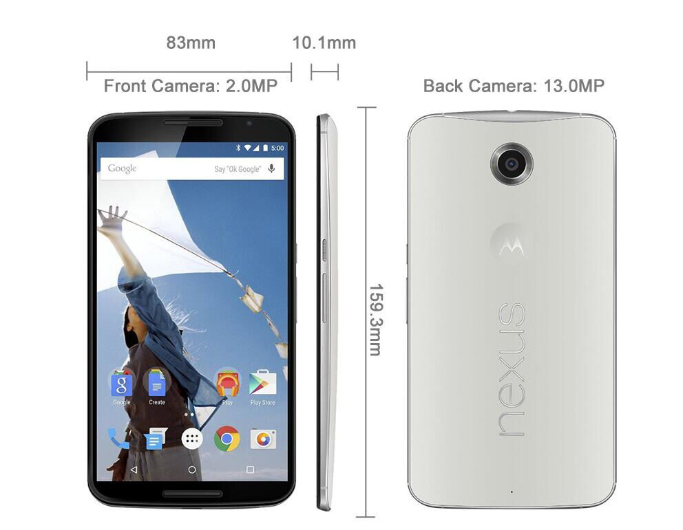 Refurbished Phone Google Motorola Nexus 6 Smartphone 5.96&quot;Screen 32GB+3GB RAM