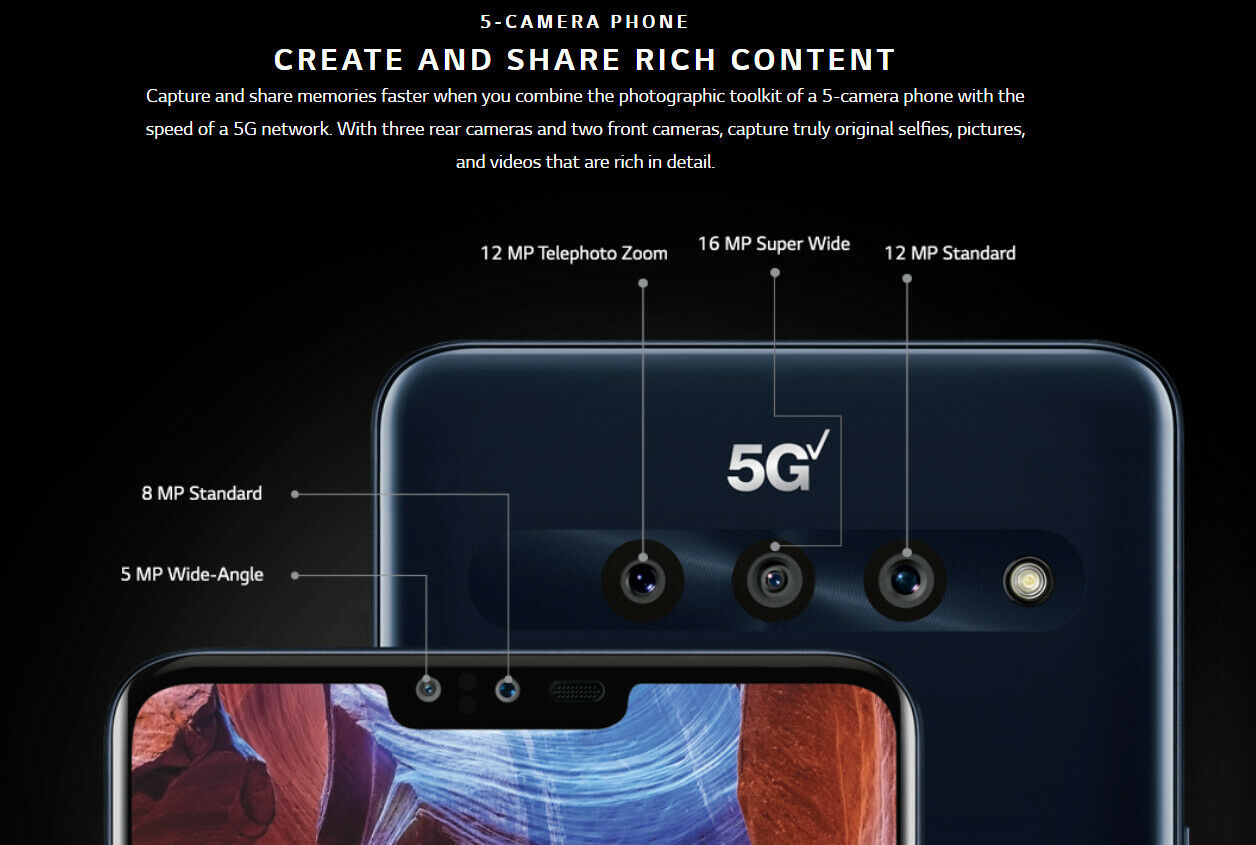 Refurbished LG V50 ThinQ 5G 128GB + 6GB RAM Snapdragon 855 6.4 inches Mobile Phone Single Sim and Single Screen Clean Smartphone