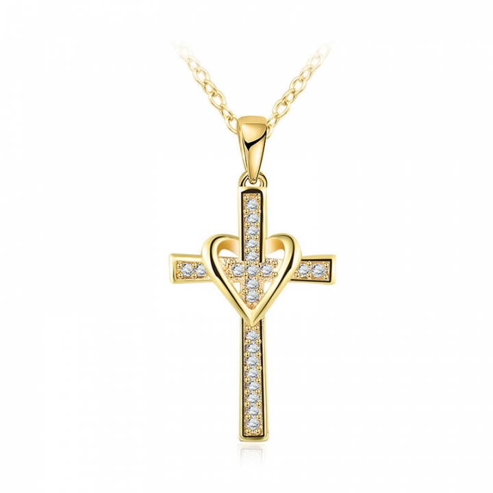 Classical love cross pendants necklaces 18K gold  for women ladies jewellery gift chains and pendant