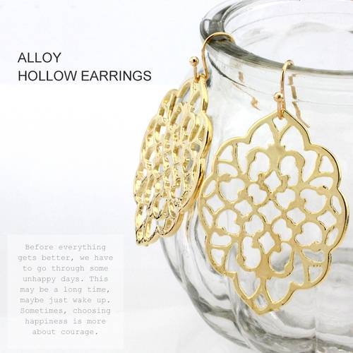 arge 925 Solid Sterling Silver Gold Hook Dangle Filigree Earrings  Women Boho Chic Wedding Jewelry