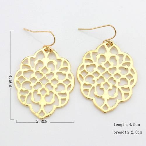 arge 925 Solid Sterling Silver Gold Hook Dangle Filigree Earrings  Women Boho Chic Wedding Jewelry