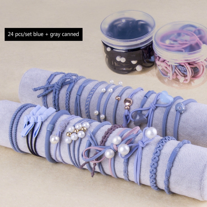 24 Pcs/Set  Rubber band Hair Rings Ropes Set  hairBand Headwear Ribbon set girl makecup  Accessories