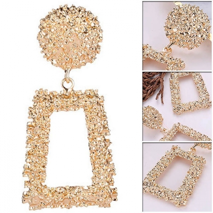 1 PCS New Fashion Geometric Trapezoidal Long Metal Earrings for Women girls ladies jewelry gifts