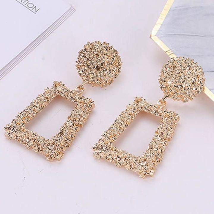 1 PCS New Fashion Geometric Trapezoidal Long Metal Earrings for Women girls ladies jewelry gifts