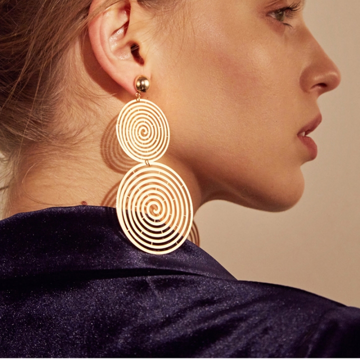 Double Geometric Round Circel Earrings Simple Elegant Hoop Women Earrings Geometric Ear Hoop Jewelry