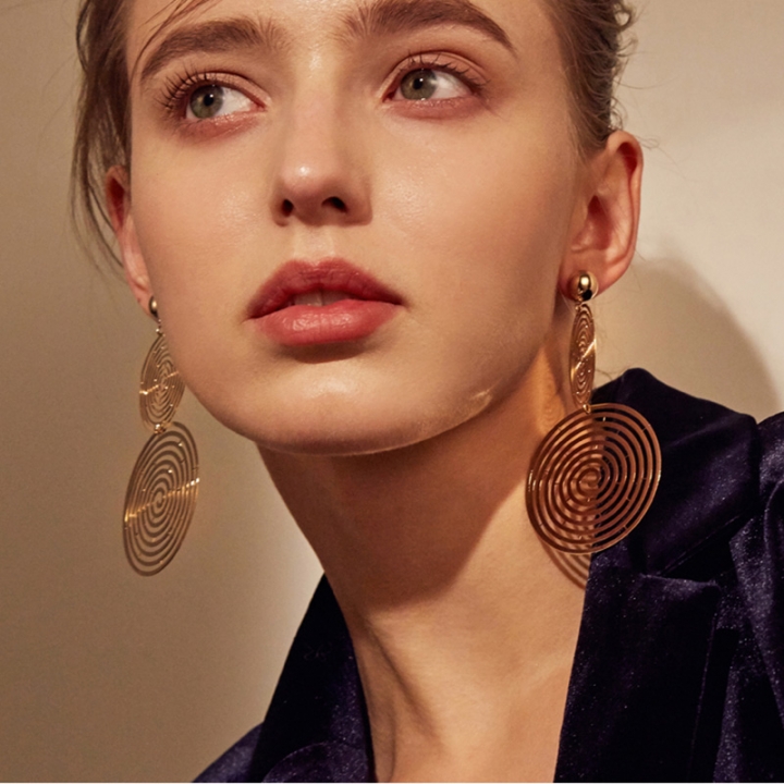 Double Geometric Round Circel Earrings Simple Elegant Hoop Women Earrings Geometric Ear Hoop Jewelry