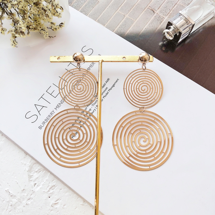 Double Geometric Round Circel Earrings Simple Elegant Hoop Women Earrings Geometric Ear Hoop Jewelry