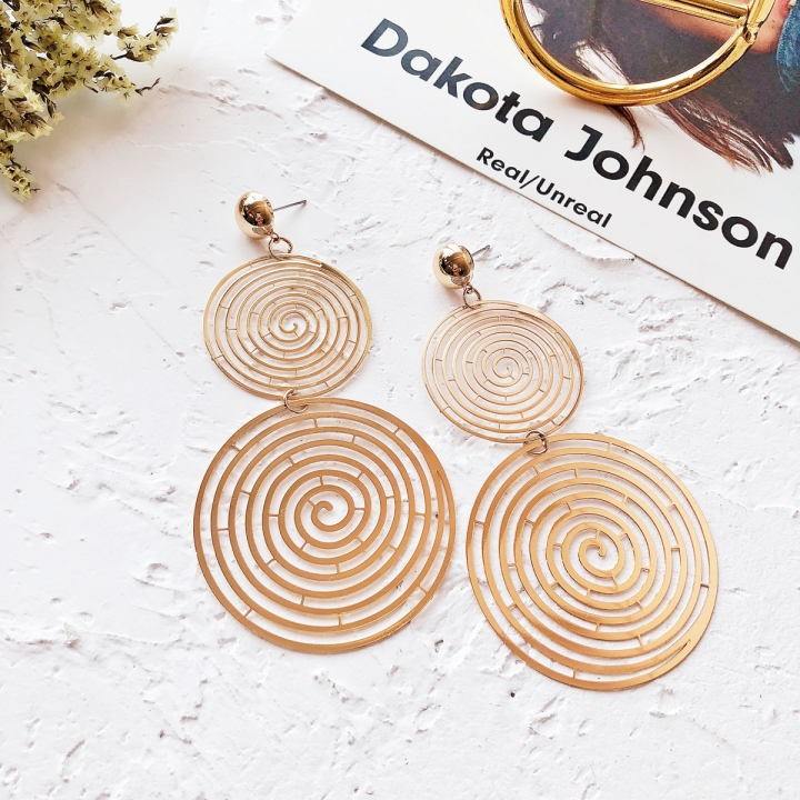 Double Geometric Round Circel Earrings Simple Elegant Hoop Women Earrings Geometric Ear Hoop Jewelry
