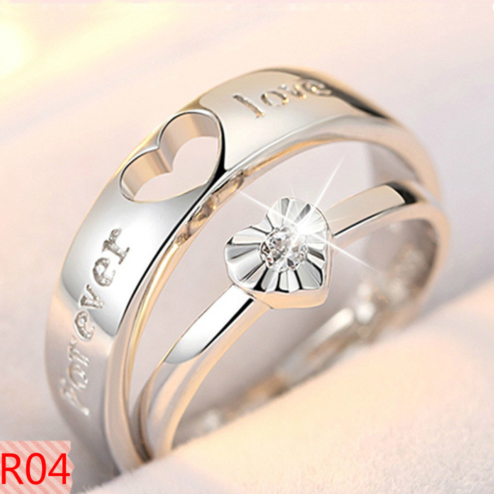 2PCS/SET Couple rings set for men women adjustable rings jewelry korean style ring wedding jewellery