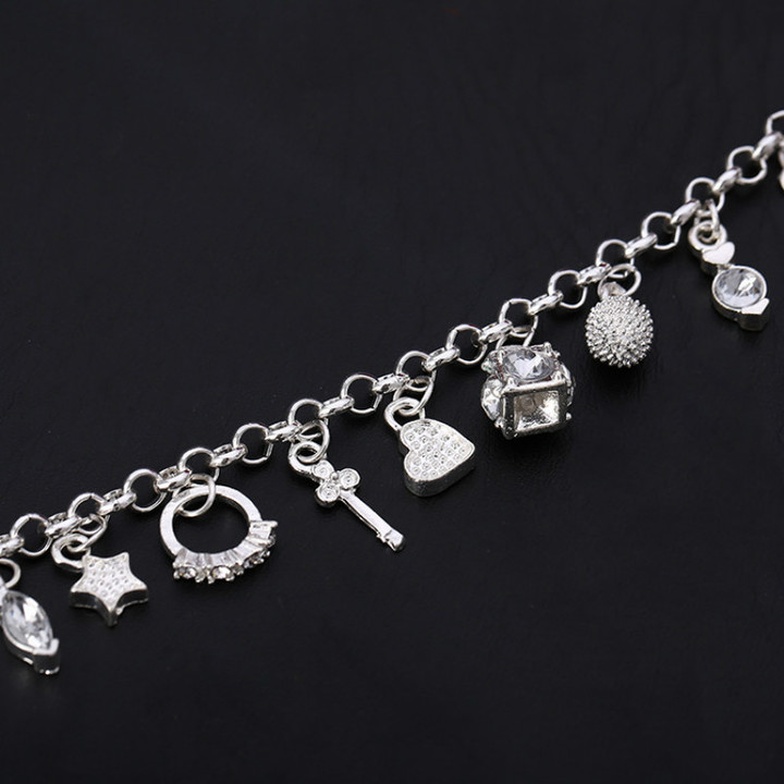 Plated 925 Silver Bracelets silvery european american 13 Hanging ornament wedding Jewelry for women