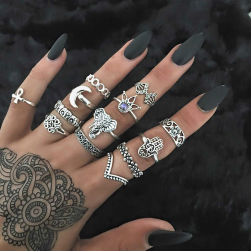 Hot new Ring sets Europe and America retro crown elephant rings in jewellery for men and women