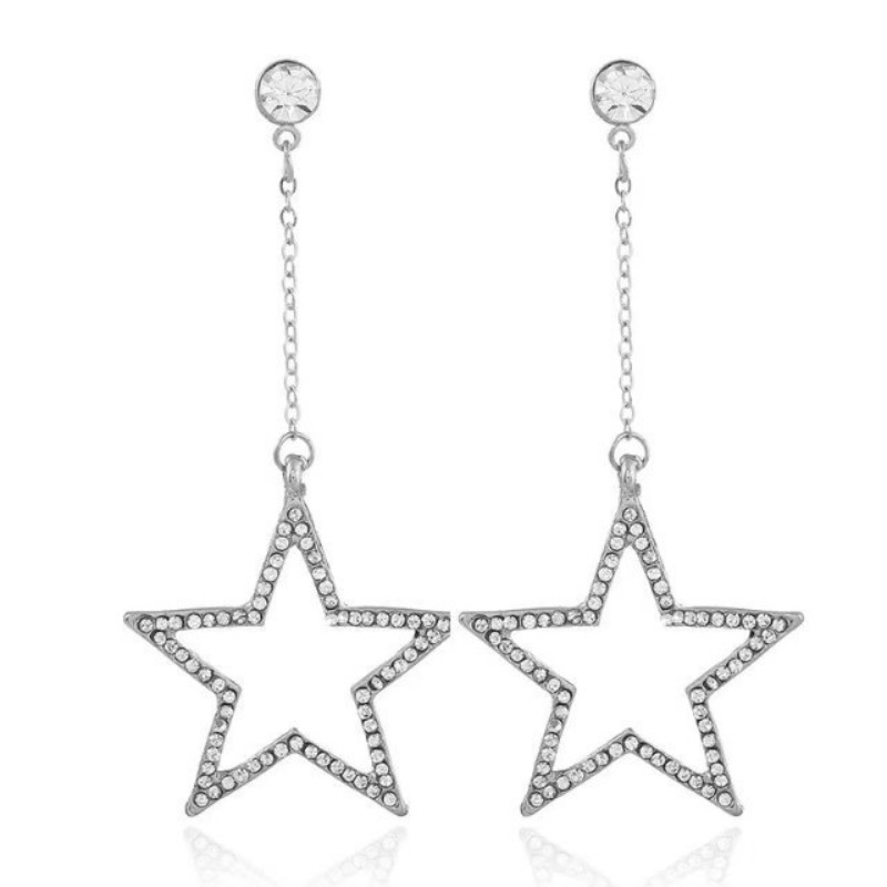New Rhinestone five-pointed star earrings studs fashions earrings for women long ear tassel jewelry