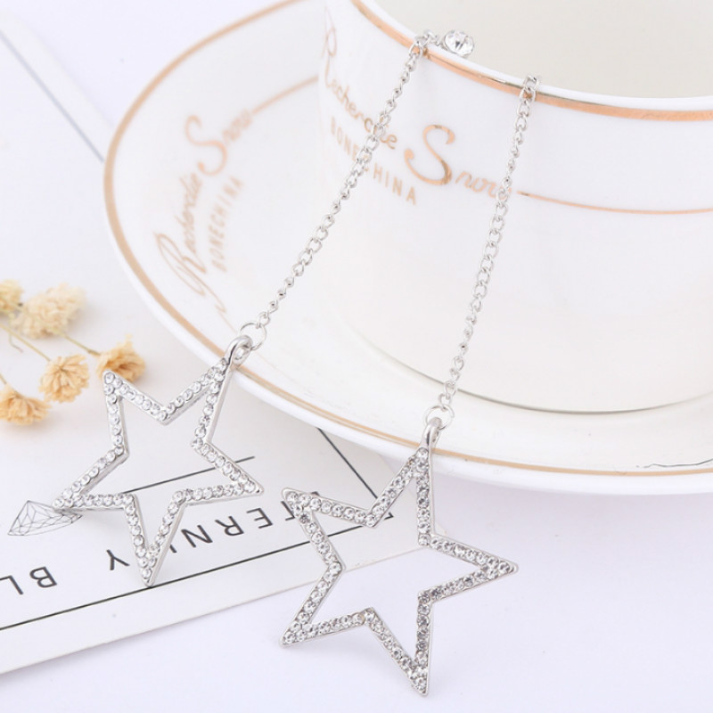 New Rhinestone five-pointed star earrings studs fashions earrings for women long ear tassel jewelry
