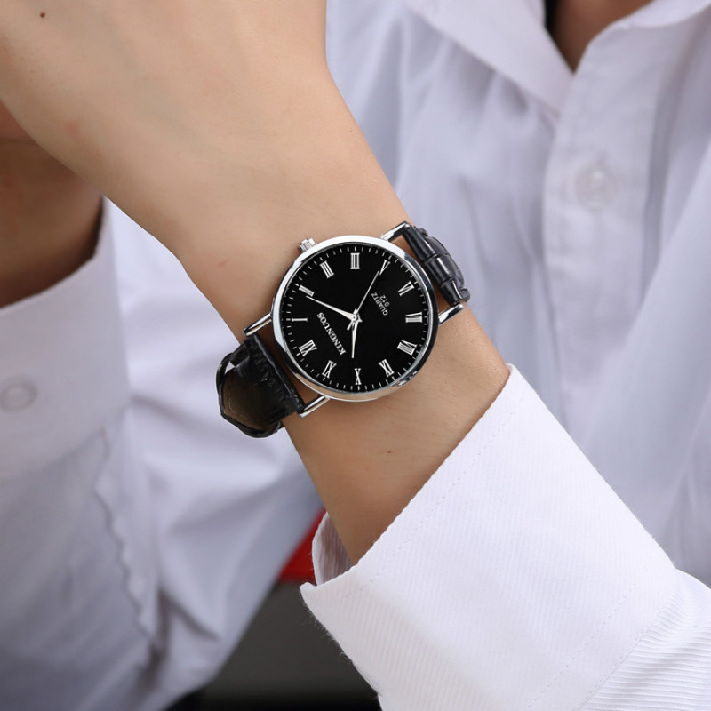 Korean style watches Roman Digital Trend Fashion Belt Men's Watch Student Ultra-thin Quartz Watch