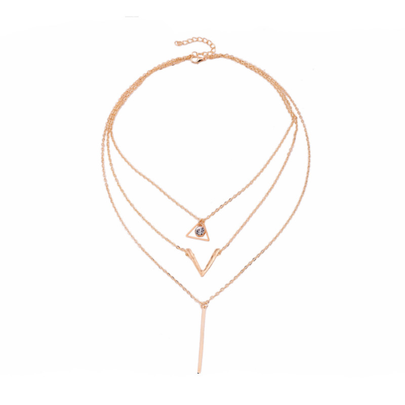Fashion Crystal Woman Necklaces pendants Trend Multilayer Metal Pendant Clavicle Chain Jewelry gift